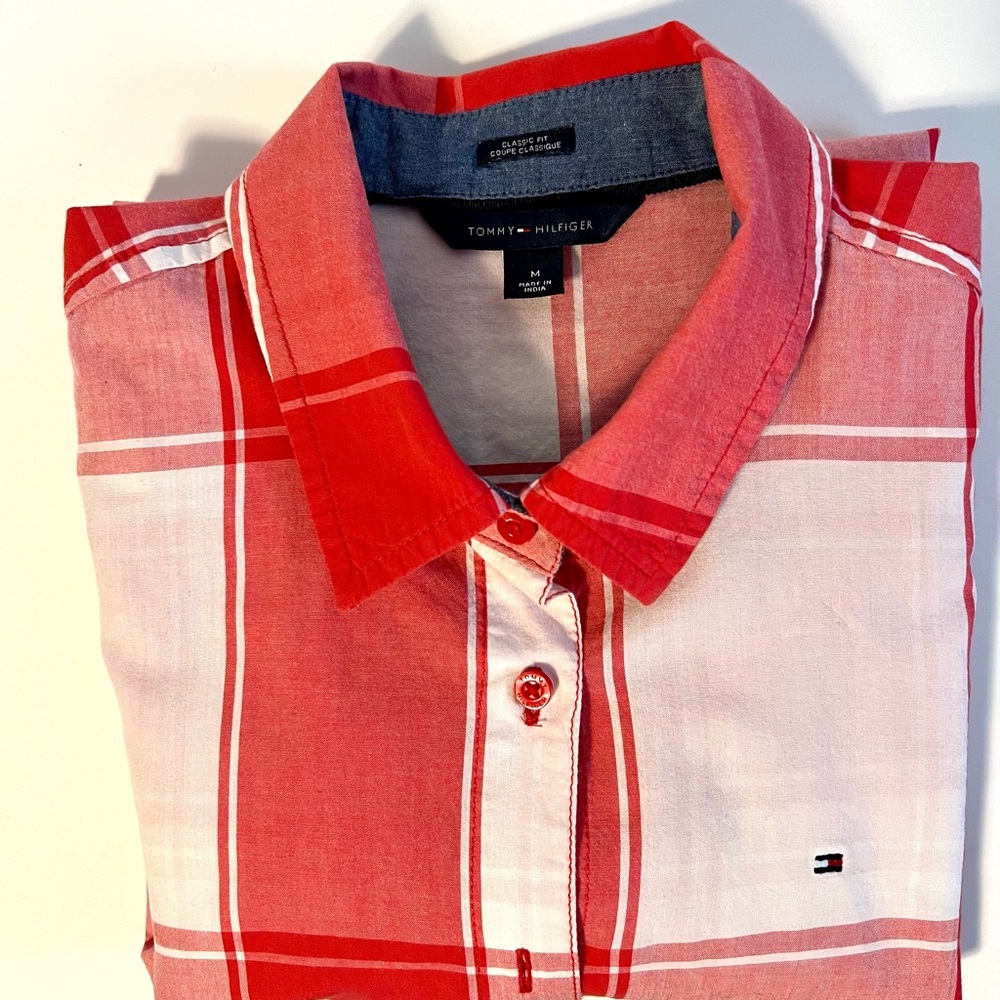 Tommy Hilfiger women's Red and White Plaid Shirt